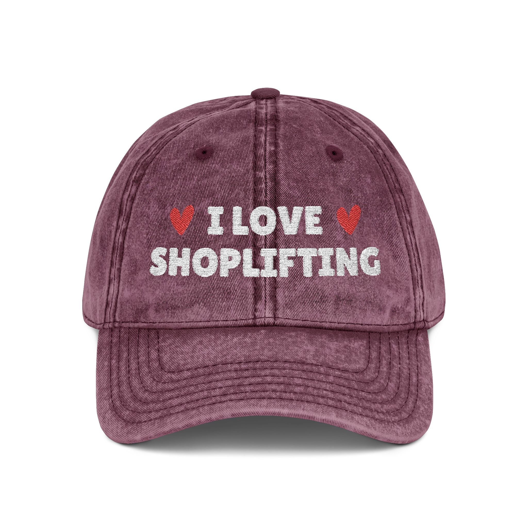 I Love Shoplifting Vintage Embroidery Cap