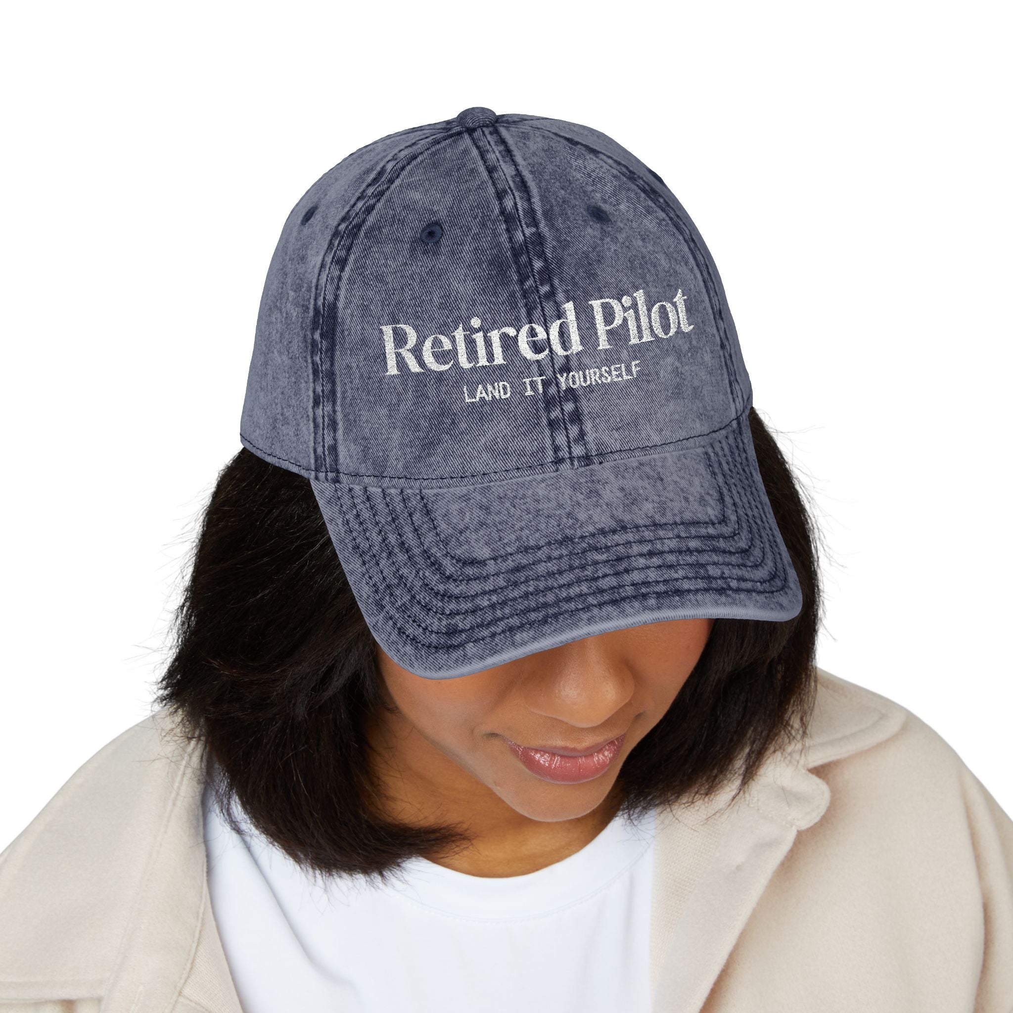 Retired Pilot Vintage Embroidery Cap