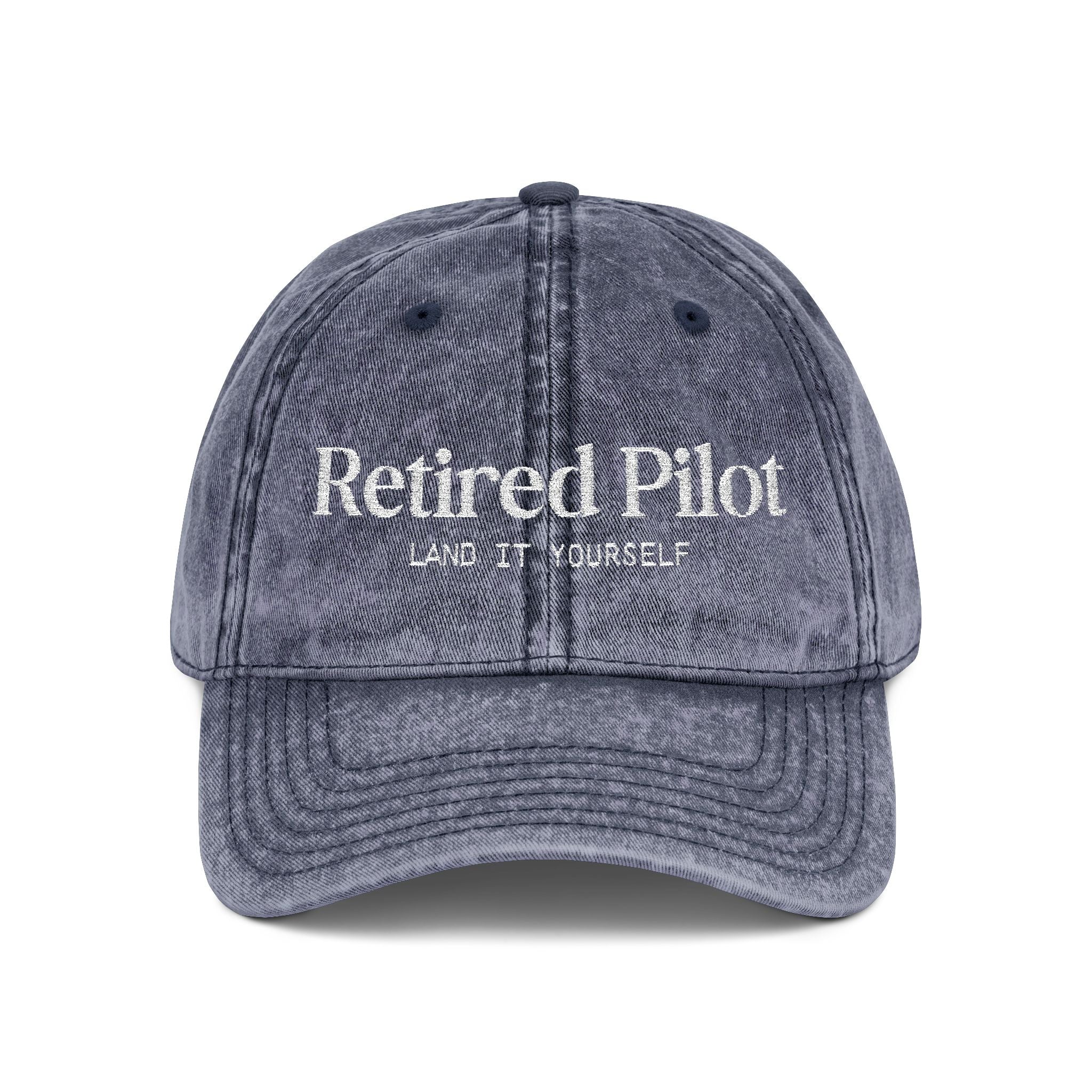 Retired Pilot Vintage Embroidery Cap