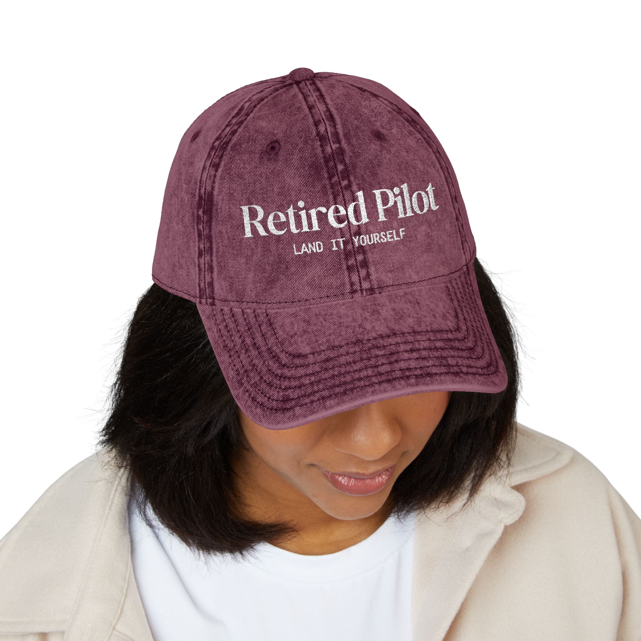 Retired Pilot Vintage Embroidery Cap