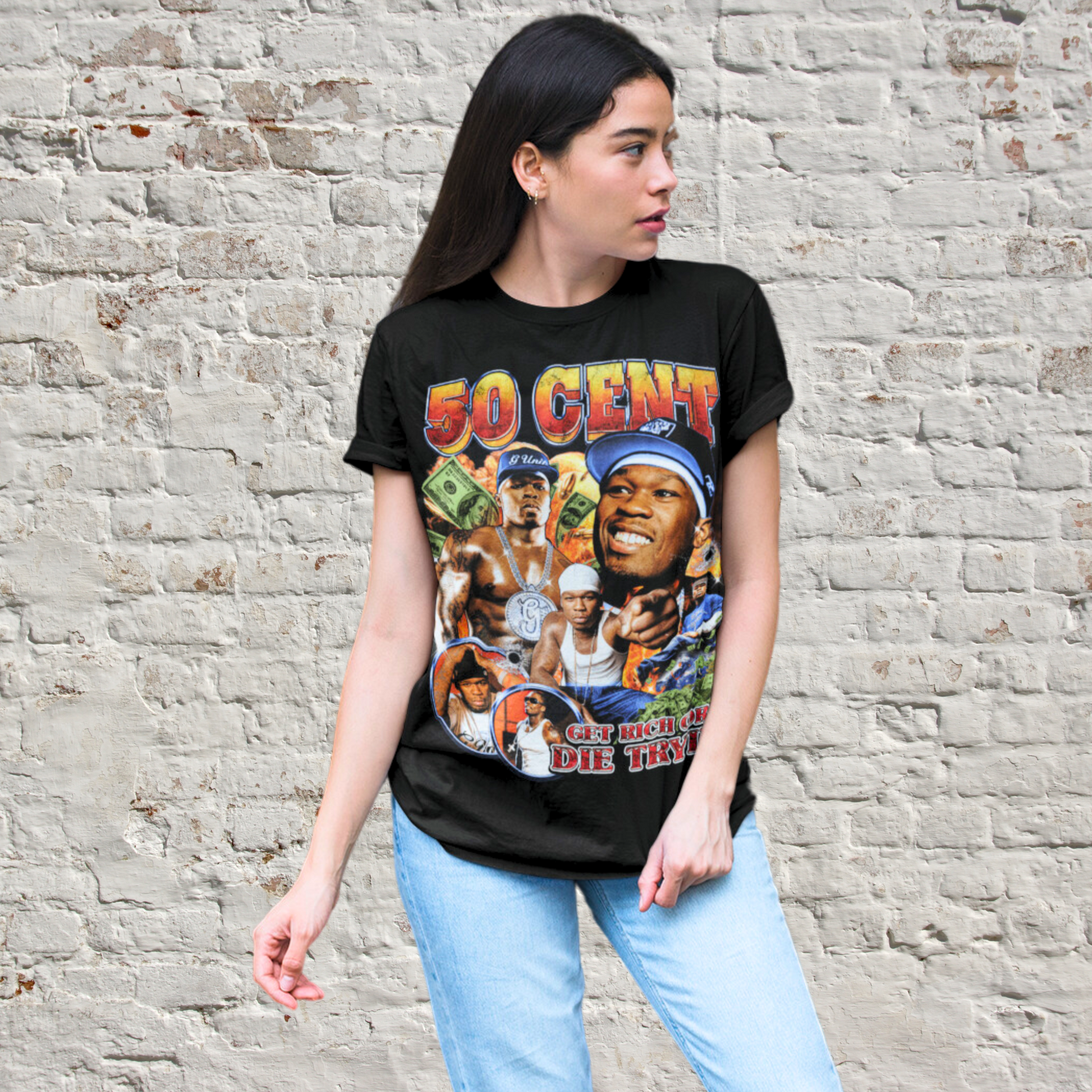 Hip-Hop Graphic Tees Men |50 Cent Rap T-Shirt  | TeeRiffiClub