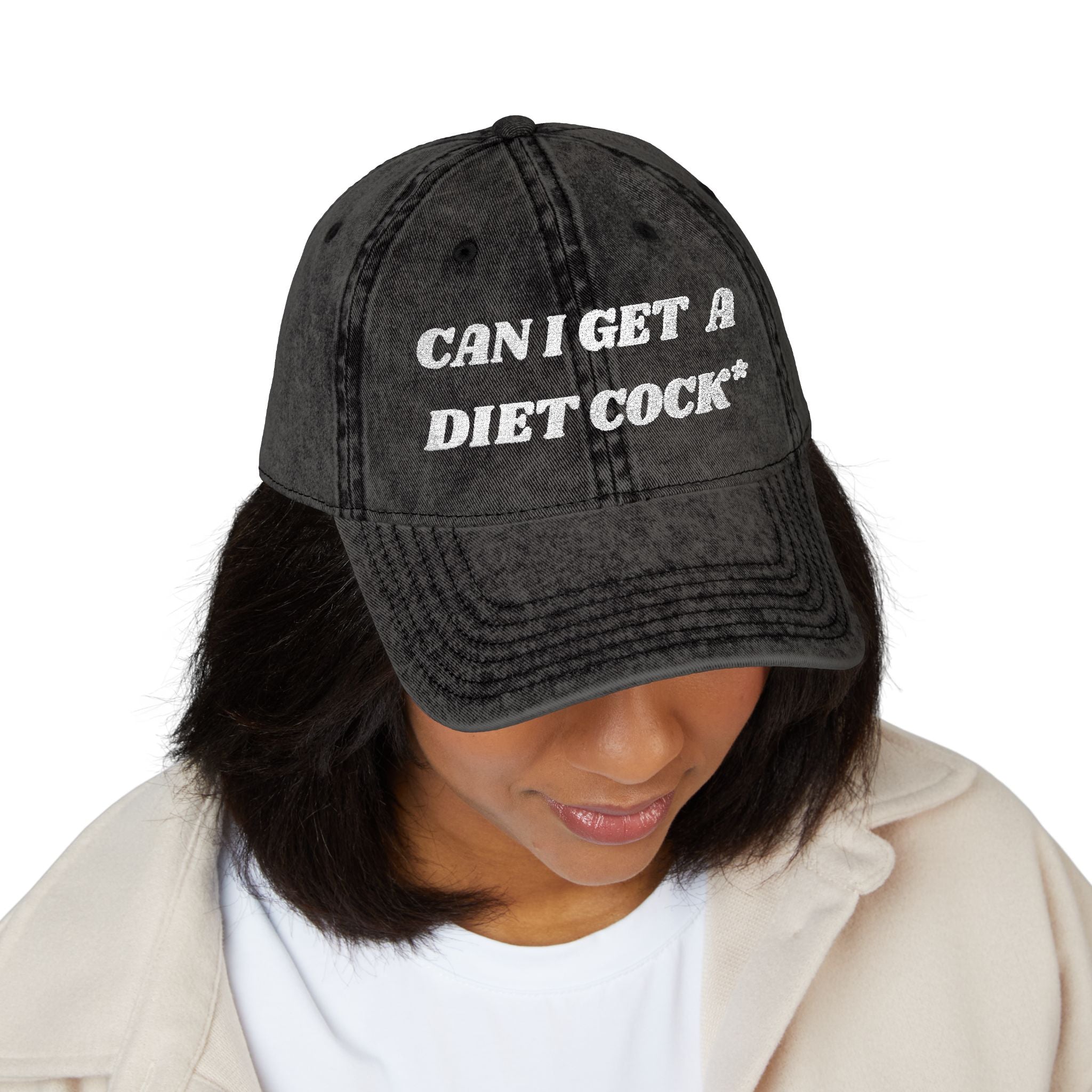 Can I  Get A Diet Cock Vintage Embroidery  Cap