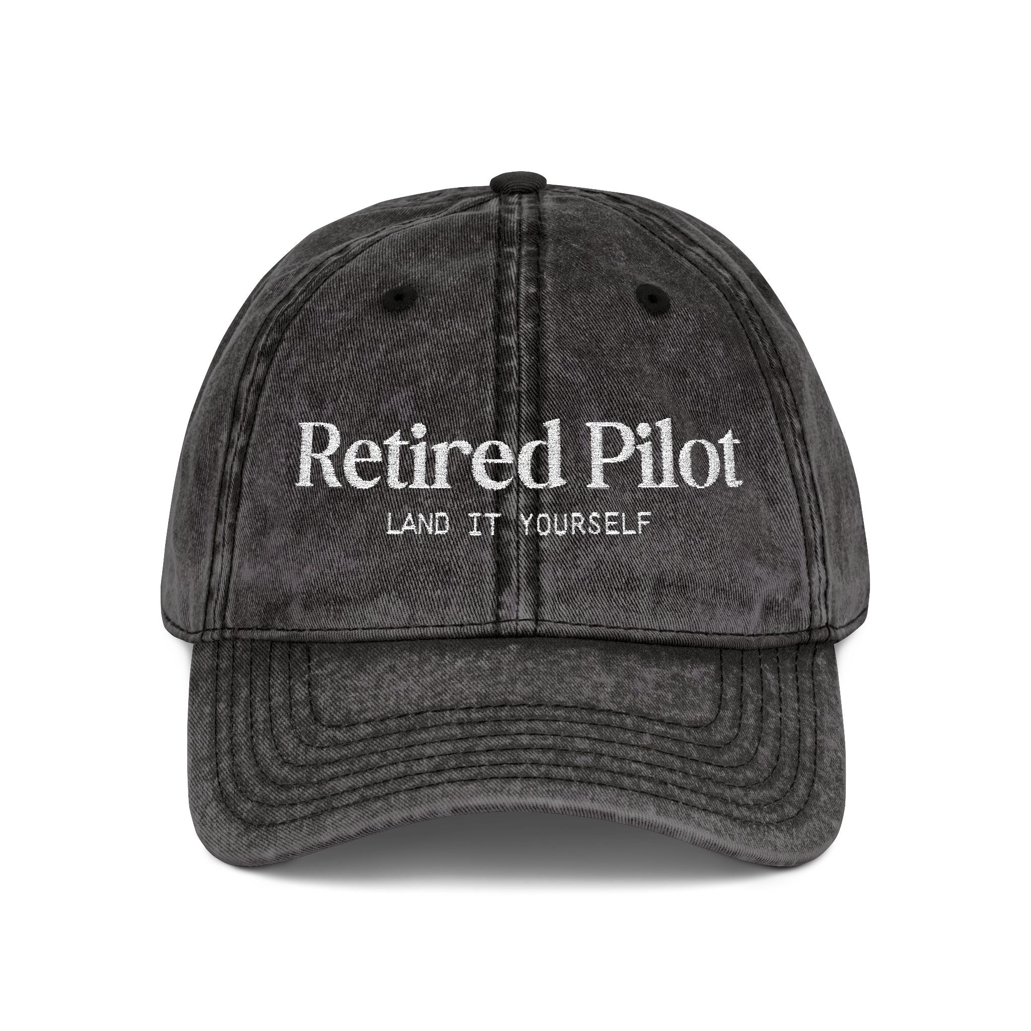 Retired Pilot Vintage Embroidery Cap